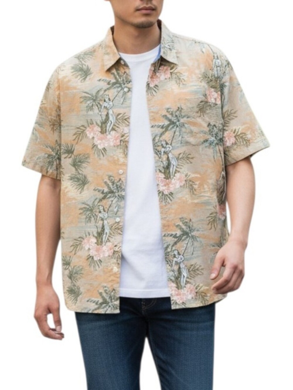 Free Planet Men's Cotton Hawaiian Short Sleeve Button Down Shirt